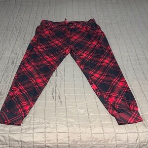 Agnes & Dora Red Plaid Bottoms - Elastic Waist Casual Pants
